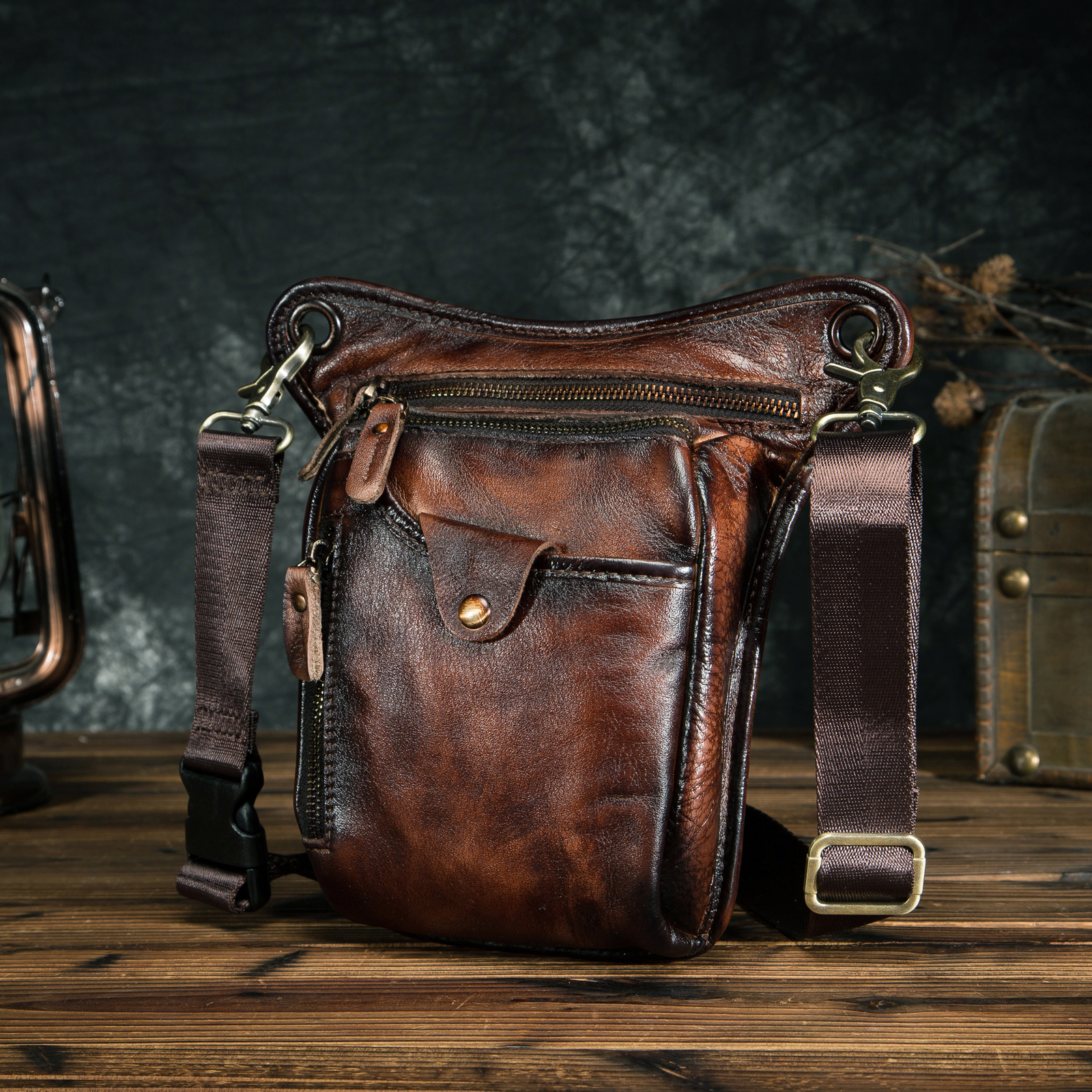 Thick Crazy Horse Leather Men  - đánh giá và giá Coffee Equipment Travel Bag